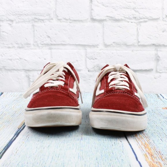 Vans Off The Wall Red Suede Canvas Lace up Low Top Skate Sneakers M 4 L 5.5 - Picture 4 of 9